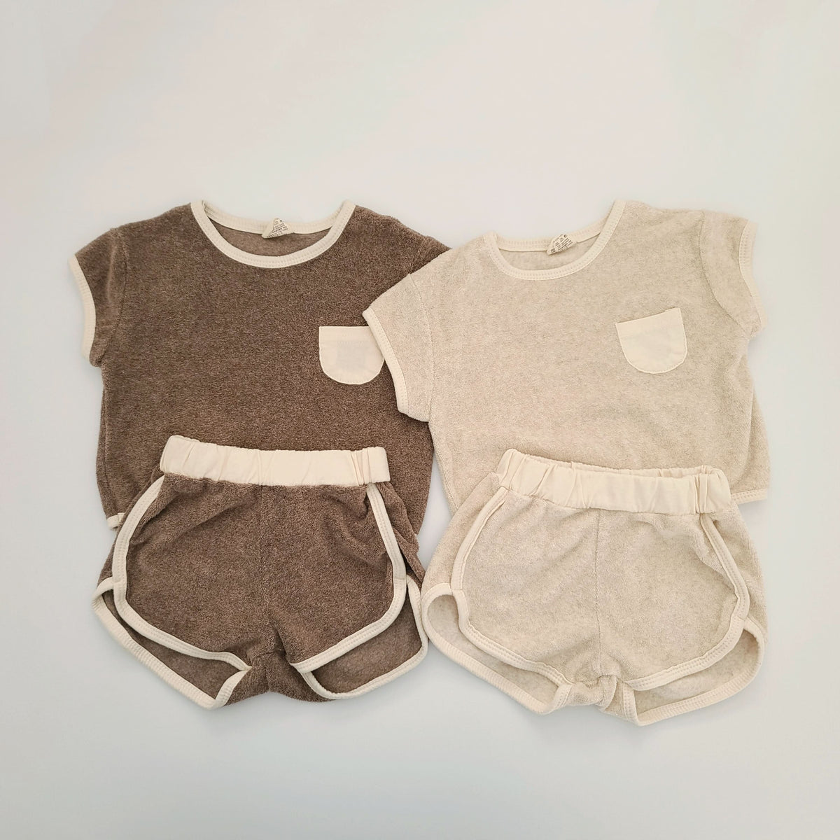 Baby Kids Towel Cloth Top and Shorts Set (3-4y) - Brown - AT NOON STORE