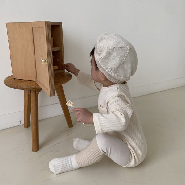 Baby Toddler Knitted Beret- Ivory - AT NOON STORE