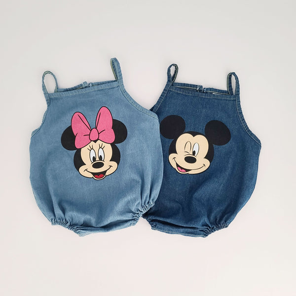 Baby Mickey/ Minnie Mouse Sleeveless Bubble Romper (3-12m) - 2 Colors