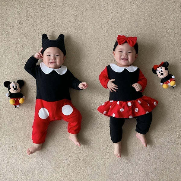 Baby Mickey/ Minnie Mouse Jumpsuit and Acc Set (3-12m) - 2 Colors - AT NOON STORE