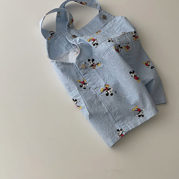 Baby Mickey Mouse Printed Shortalls (3-15m) - Blue - AT NOON STORE