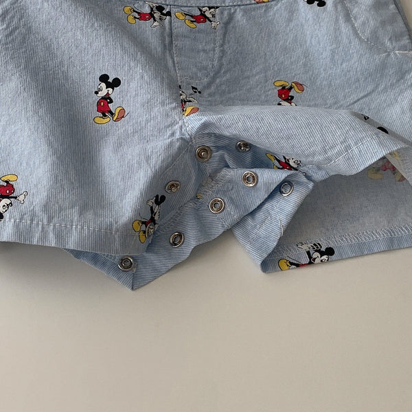 Baby Mickey Mouse Printed Shortalls (3-15m) - Blue - AT NOON STORE