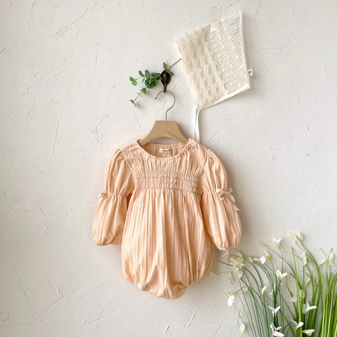 Baby Milk Smocked Bodice Bubble Romper (0-24m) - Apricot - AT NOON STORE