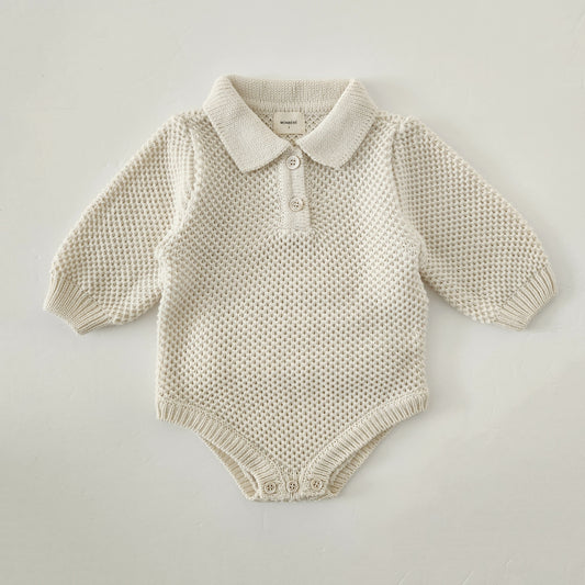 Baby Monbebe Sweater Romper (6-24m) - Cream - AT NOON STORE