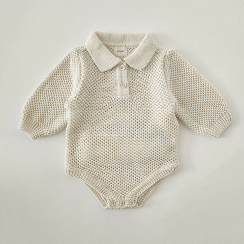 Baby Monbebe Sweater Romper (6-24m) - Cream - AT NOON STORE