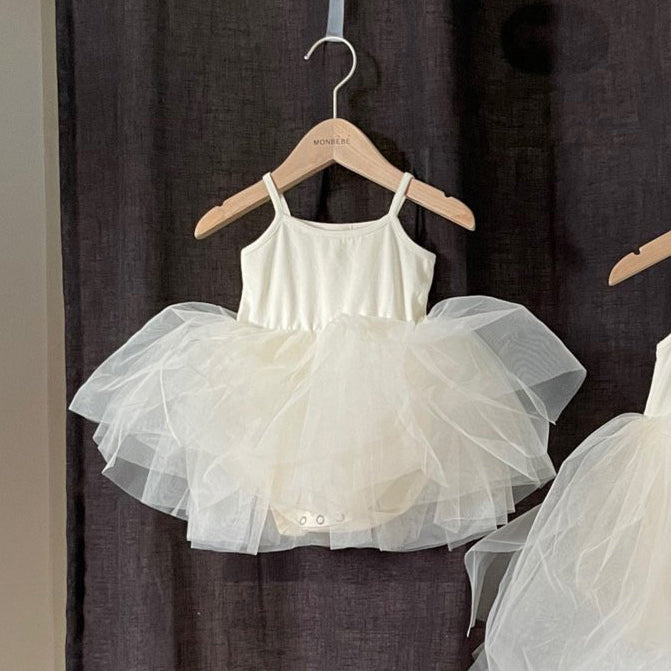 Baby Monbebe Tutu Dress with Snap Closure (3-24m) - Cream - AT NOON STORE