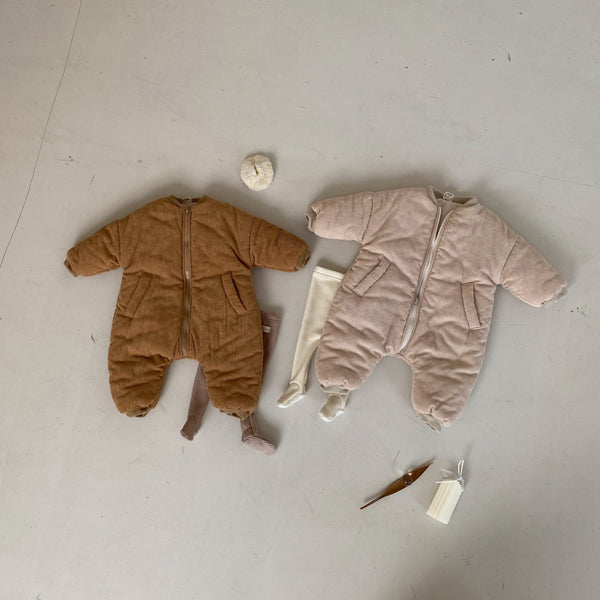 Baby Corduroy Padded Snowsuit  (6-20m) -Brown - AT NOON STORE