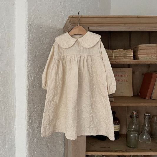 Baby Peter Pan Collar Floral Embroidery Dress (1-4y) - AT NOON STORE