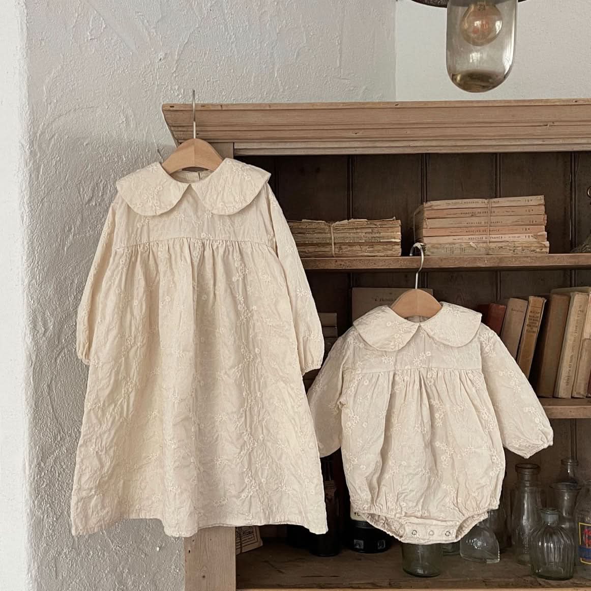 Baby Peter Pan Collar Floral Embroidery Dress (1-4y) - AT NOON STORE