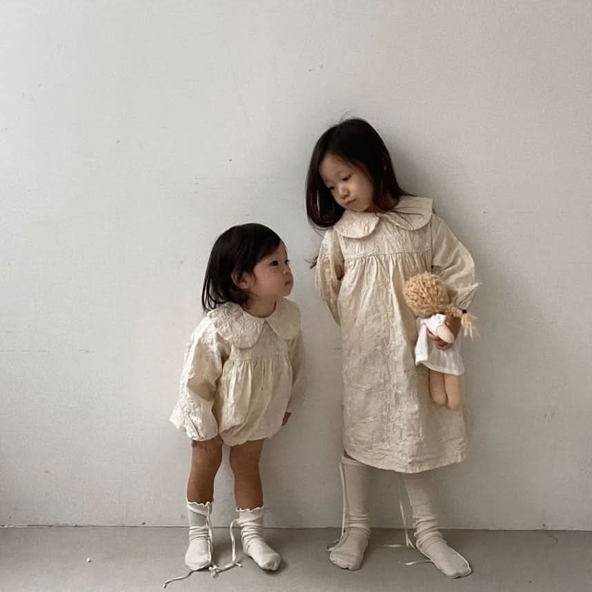 Baby Peter Pan Collar Floral Embroidery Dress (1-4y) - AT NOON STORE