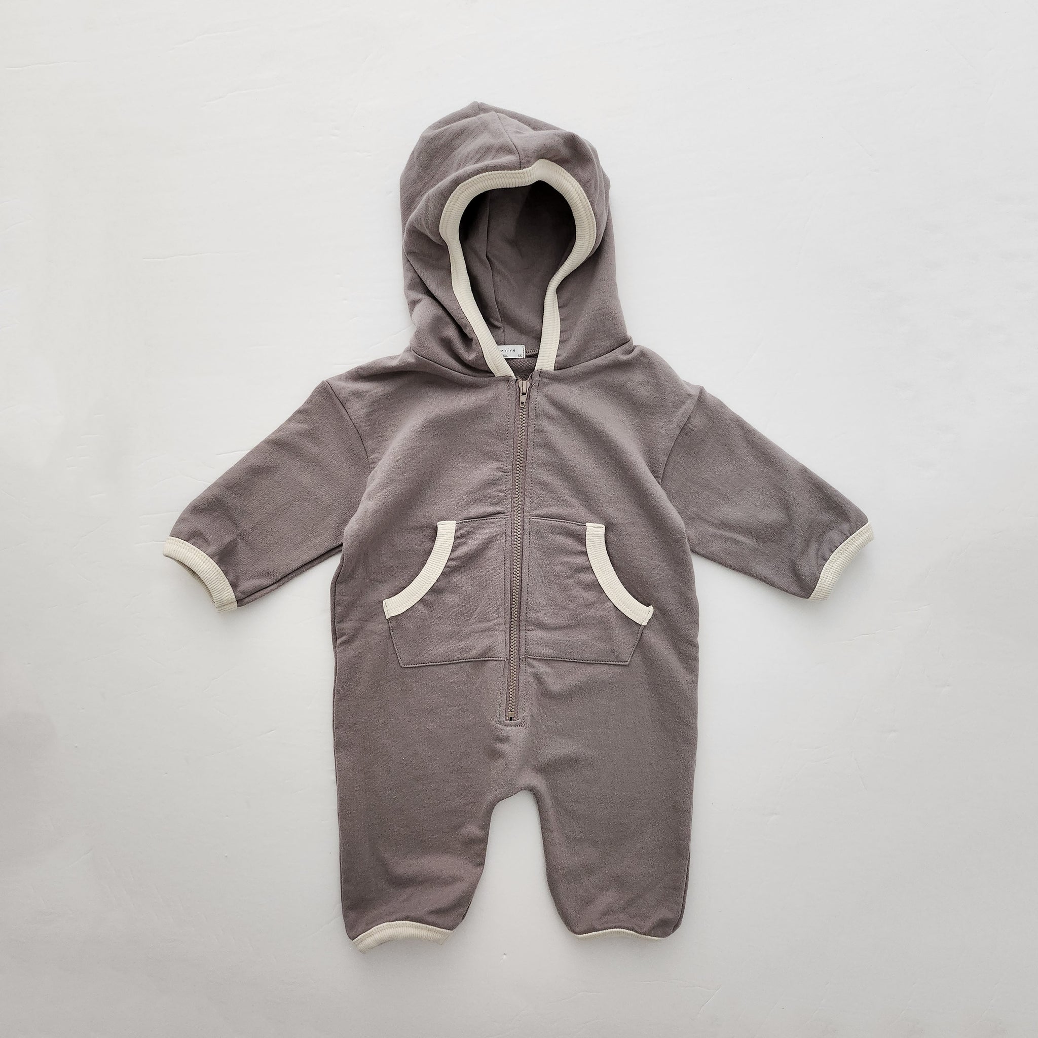 Baby Pocket Hooded Zip-up Jumpsuit (2-18m) - Gray - AT NOON STORE
