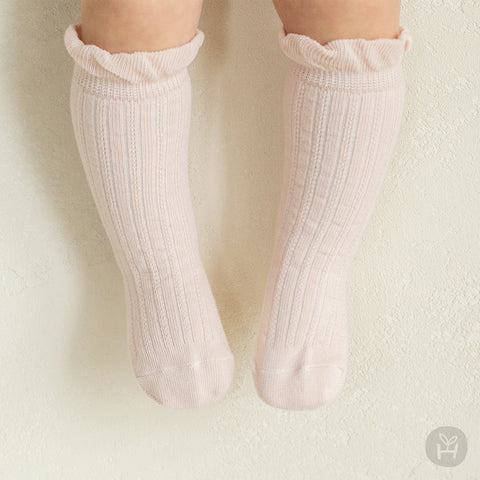 Baby Pointelle Knee-High Socks (0-4y) - Pink - AT NOON STORE