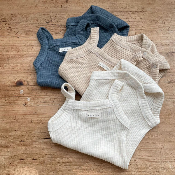 Baby Ribbed Tank Romper Romper (3-18m) - 3 Colors