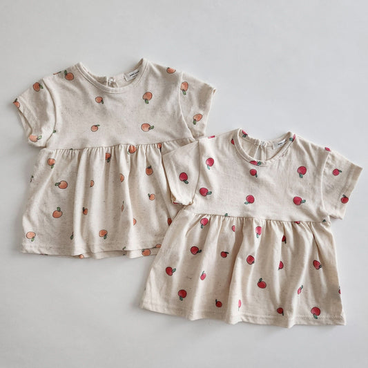 Baby Short Sleeve Apple Print Babydoll Top (6-18m) - 2 Colors - AT NOON STORE