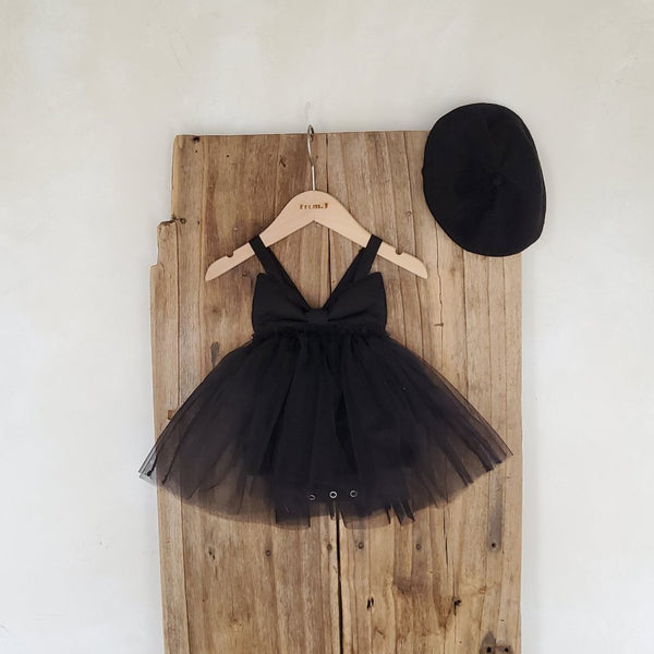Baby Sleeveless Bow Tutu Dress Romper (3-18m) - Black