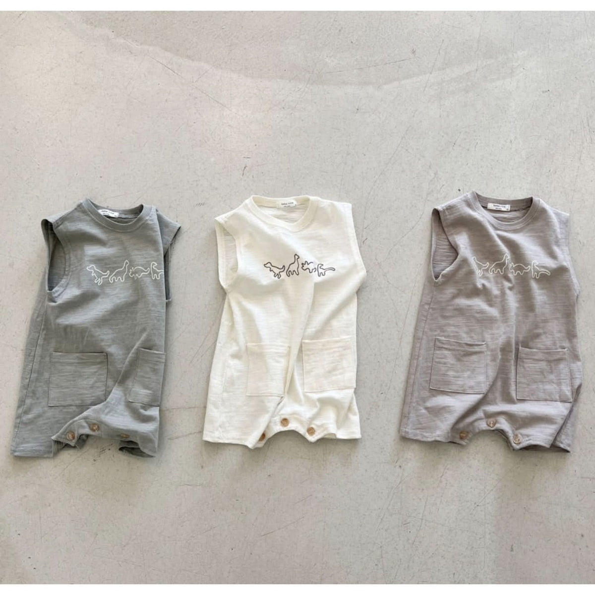 Baby Sleeveless Dino Pocket Jumpsuit (2-18m) - 3 Colors - AT NOON STORE