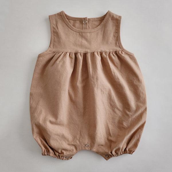 Baby Sleeveless Linen Bubble Jumpsuit (6-18m) - 2 Colors