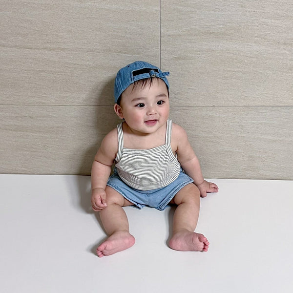 Baby Sleeveless Top (0-18m) - Black Striped - AT NOON STORE