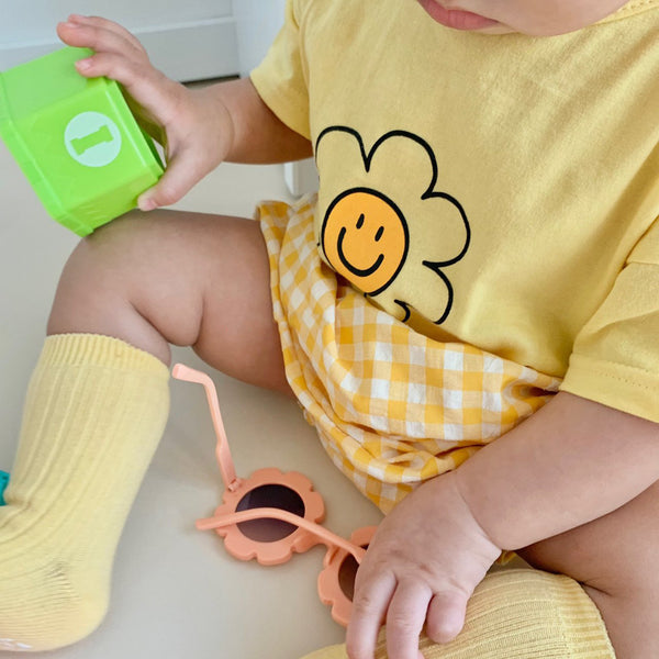 Baby Smiley Daisy Tee and Bloomer Shorts Set (3-12m)- Yellow - AT NOON STORE