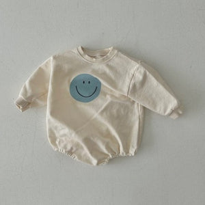 Baby Land Smiley Face Sweatshirt Romper (4-15m) - Cream