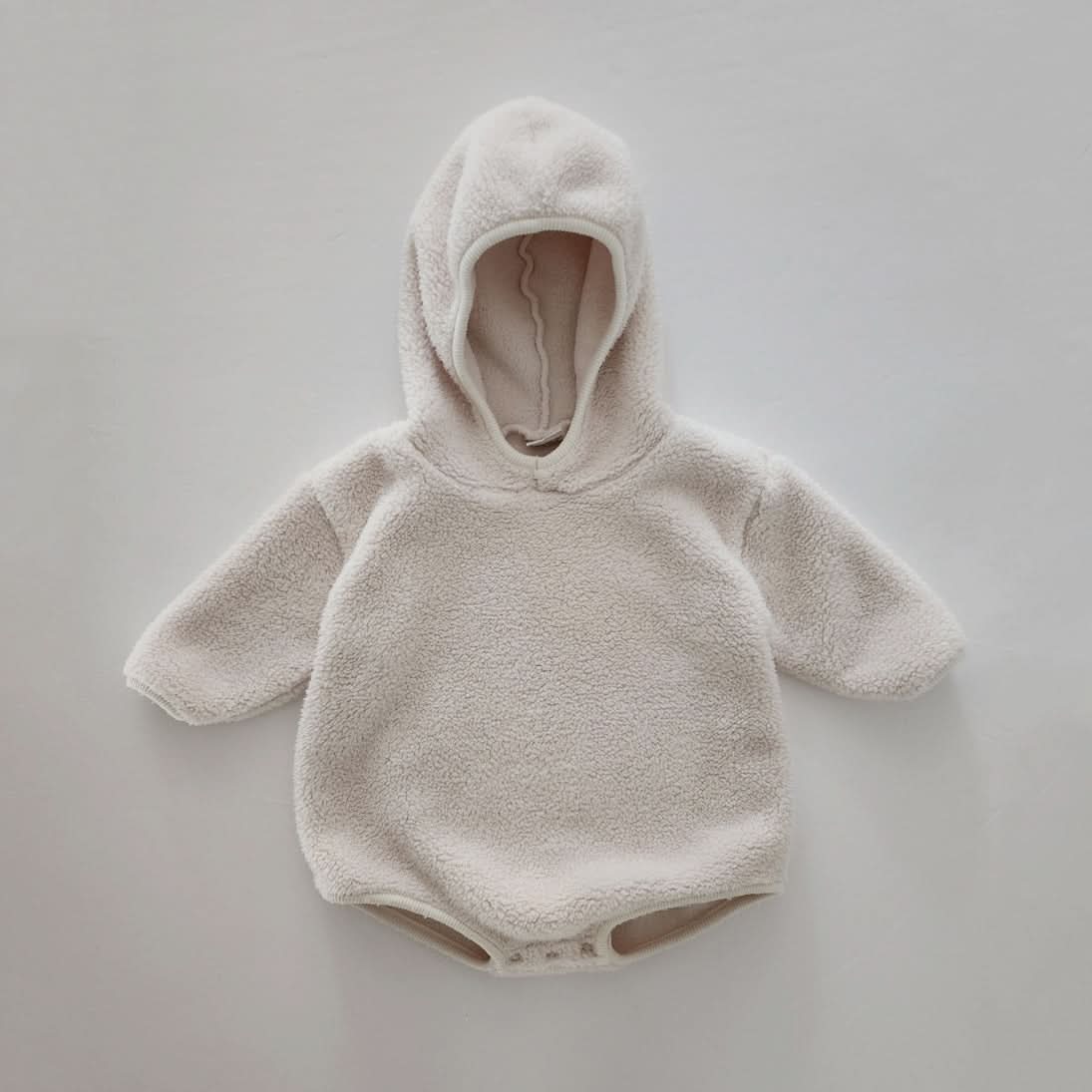 Baby Soft Fleece Hoodie Romper (3-24m) - Ivory - AT NOON STORE