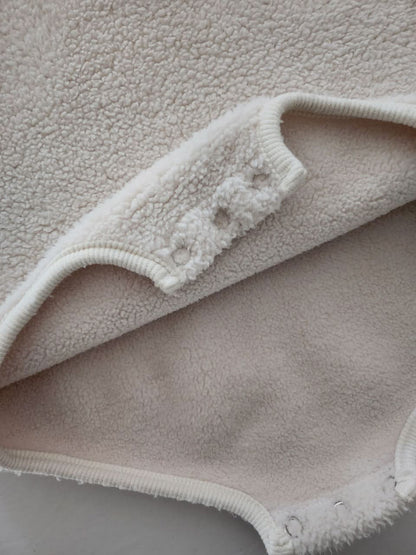 Baby Soft Fleece Hoodie Romper (3-24m) - Ivory - AT NOON STORE