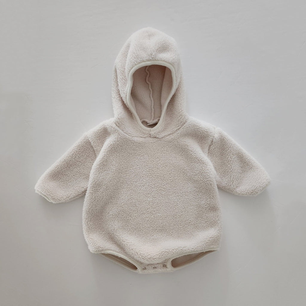 Baby Soft Fleece Hoodie Romper (3-24m) - Ivory