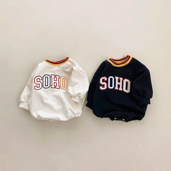 Baby Soho Embroidery Sweatshirt Romper (4-15m) - Cream - AT NOON STORE