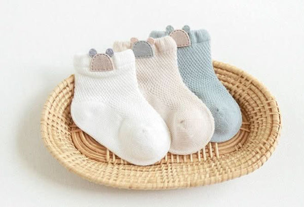 Baby Summer 3pk Socks (0-2y) - Bear