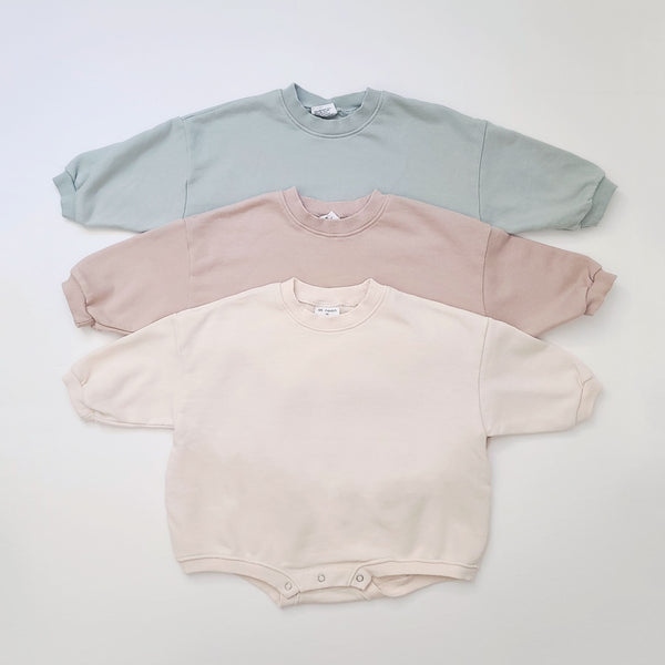 Baby Sweatshirt Romper  (3-24m)  - Mist