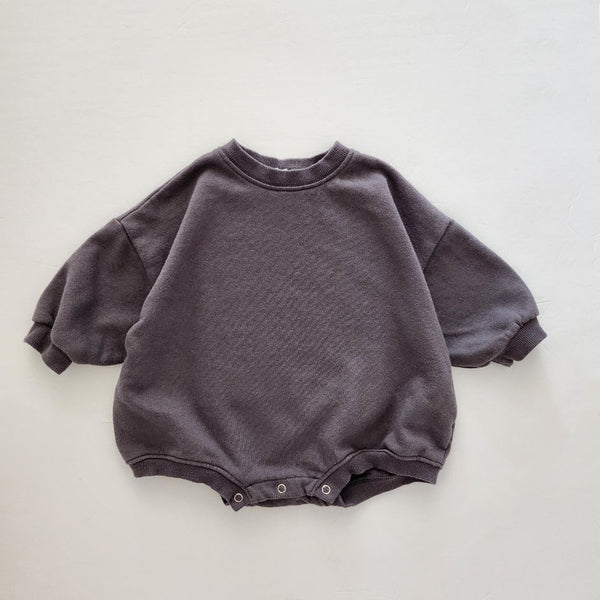 Baby Sweatshirt Romper (3-24m) - Charcoal - AT NOON STORE