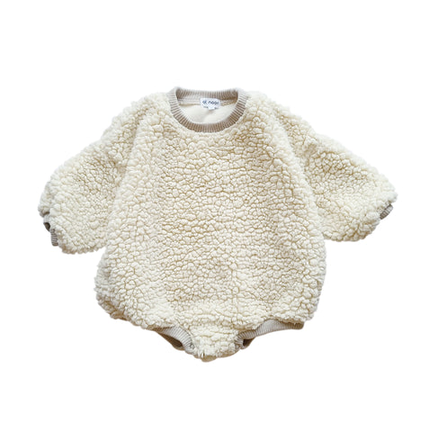 Baby Teddy Sherpa Sweatshirt Romper - Cream