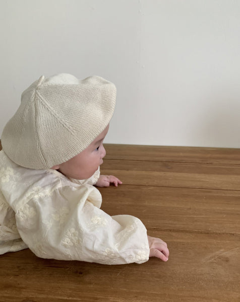 Baby Toddler Knitted Beret- Ivory - AT NOON STORE