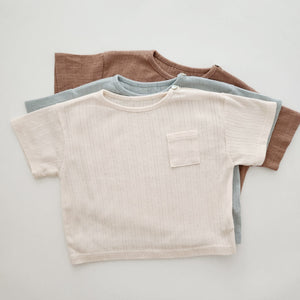 Baby Toddler Short Sleeve Pointelle Pocket Top (3-36m) - 3 Colors
