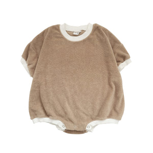 Baby Towel Cloth Short Sleeve Sweatshirt Romper (1-2y) - Bread - AT NOON STORE