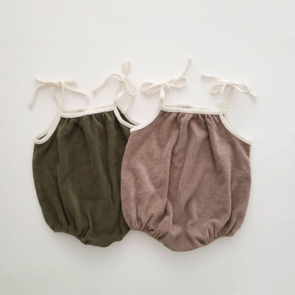 Baby Towel Cloth Tie-Strap Romper (3-18m) - 2 Colors - AT NOON STORE