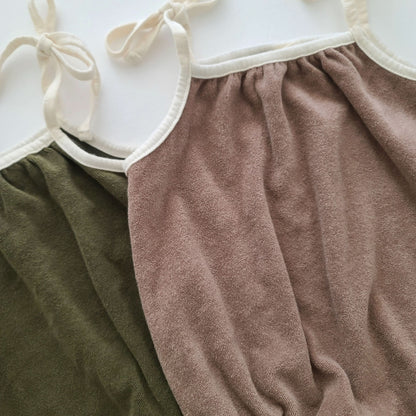Baby Towel Cloth Tie-Strap Romper (3-18m) - 2 Colors - AT NOON STORE