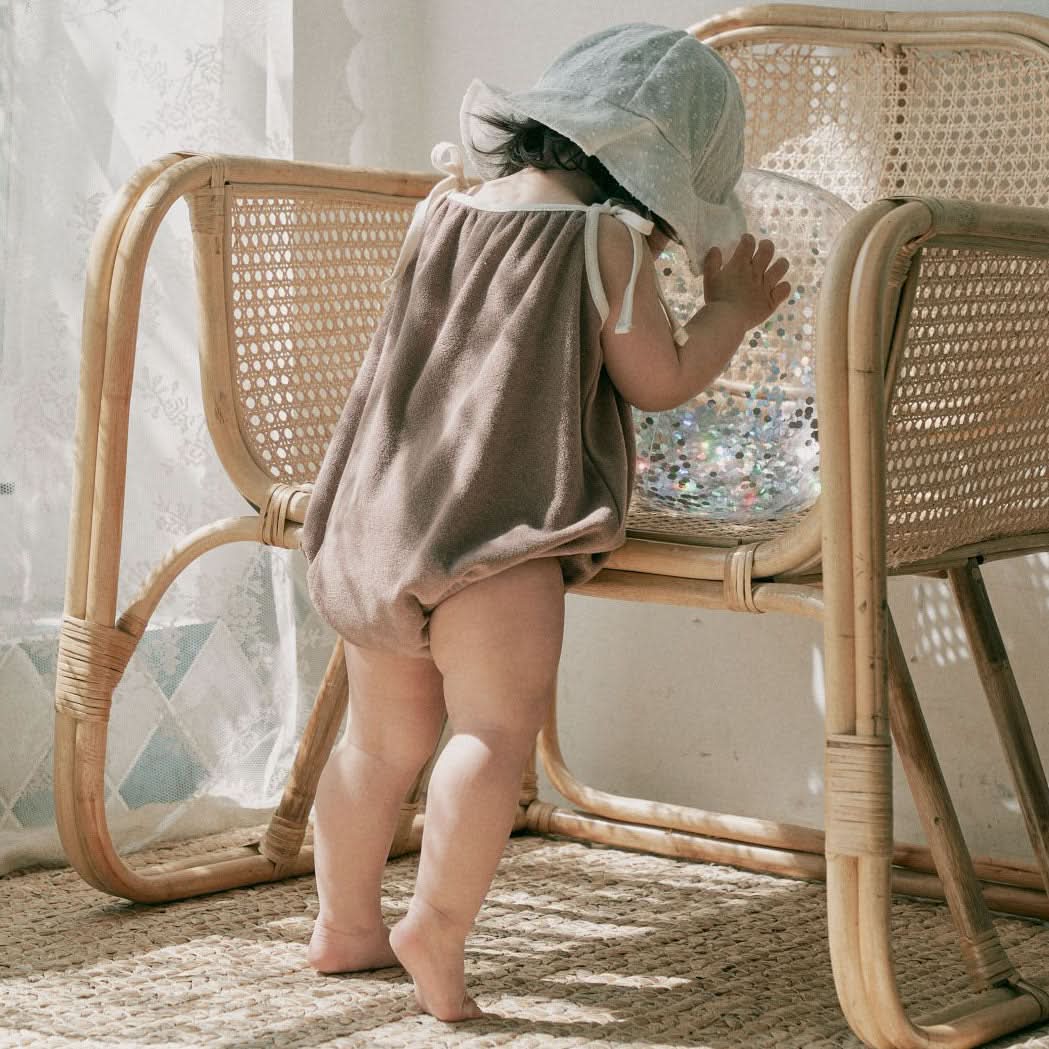 Baby Towel Cloth Tie-Strap Romper (3-18m) - 2 Colors - AT NOON STORE