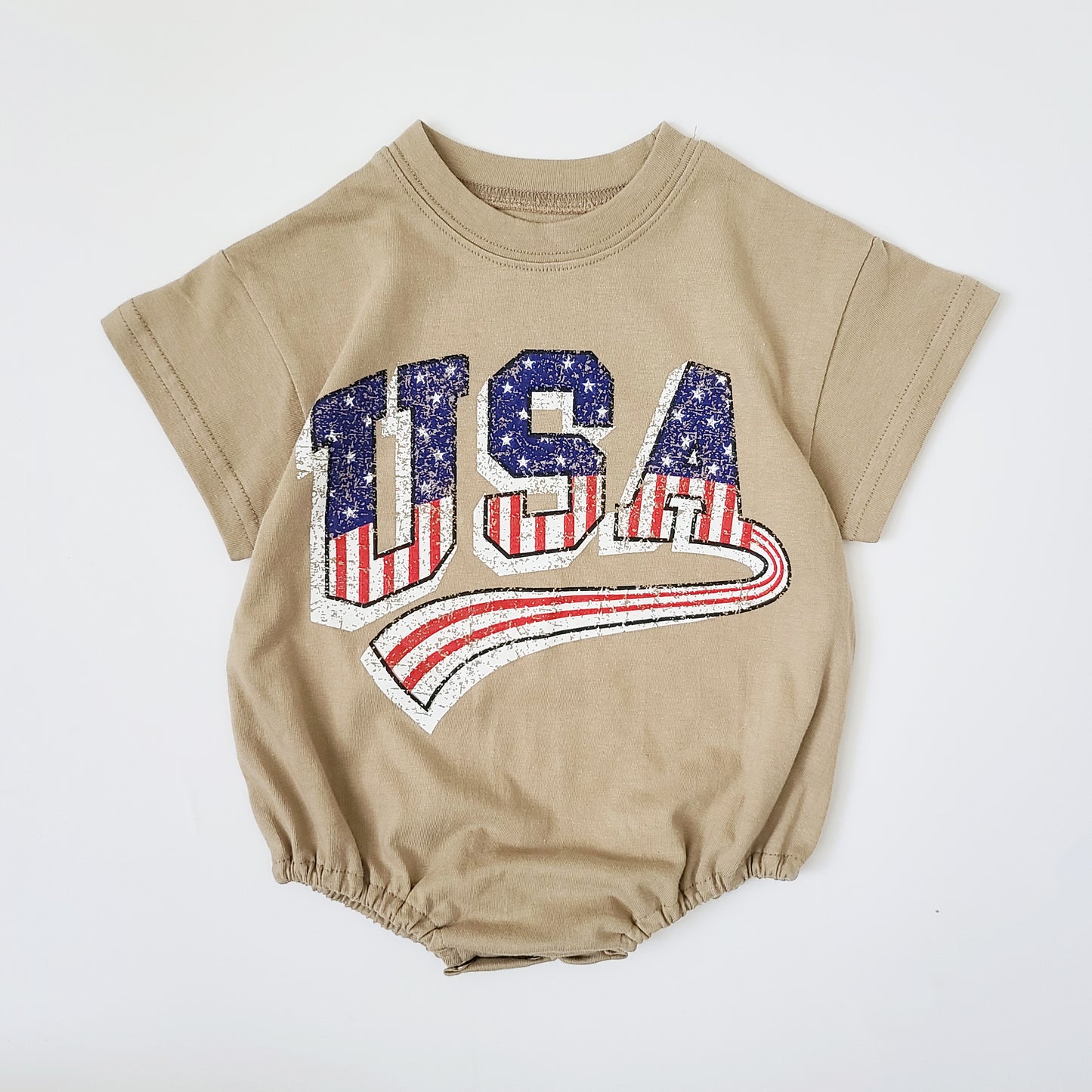 Baby USA T-Shirt Romper (0-18m) - Beige - AT NOON STORE