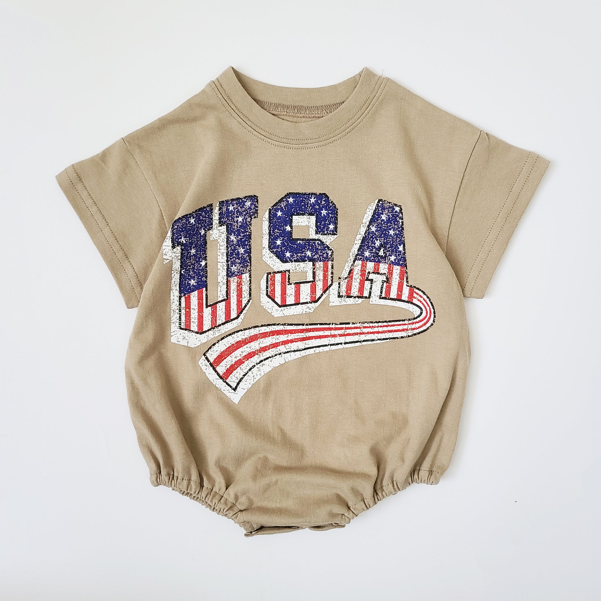 Baby USA T-Shirt Romper (0-18m) - Beige - AT NOON STORE