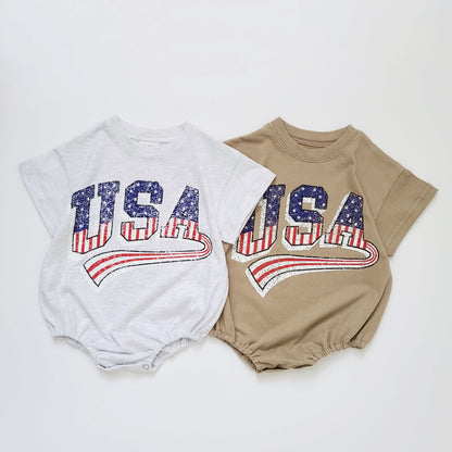 Baby USA T-Shirt Romper (0-18m) - Light Heather Gray - AT NOON STORE