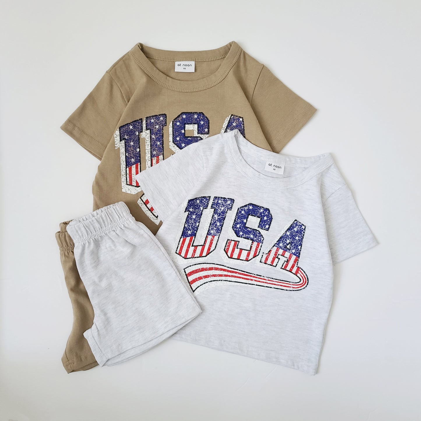 Baby USA T-Shirt Romper (0-18m) - Beige - AT NOON STORE