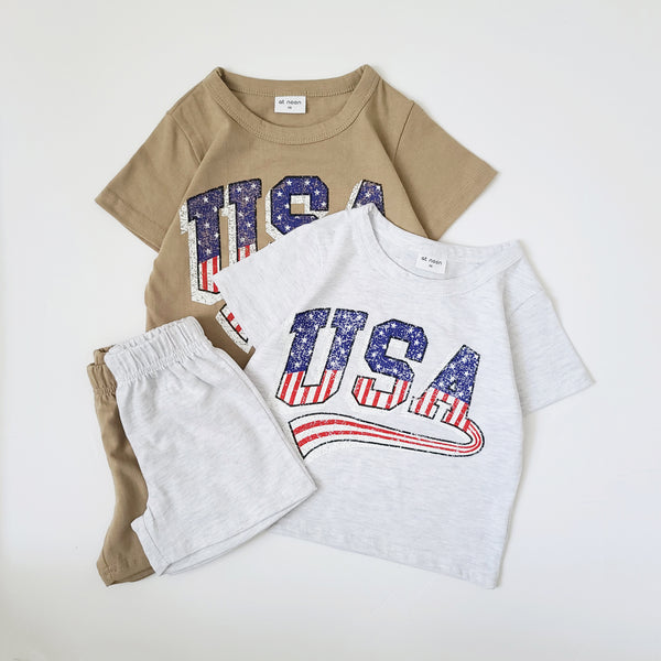 Toddler USA T-Shirt and Shorts Set (1-5y) - Beige - AT NOON STORE