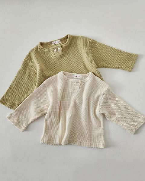 Baby Waffle Button Top (6-18m) - Green