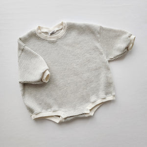 Baby Waffle Sweatshirt Romper (3m-3y) - Heather Gray - AT NOON STORE