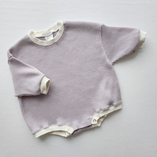 Baby Waffle Sweatshirt Romper (3m-3y) - Lavender - AT NOON STORE