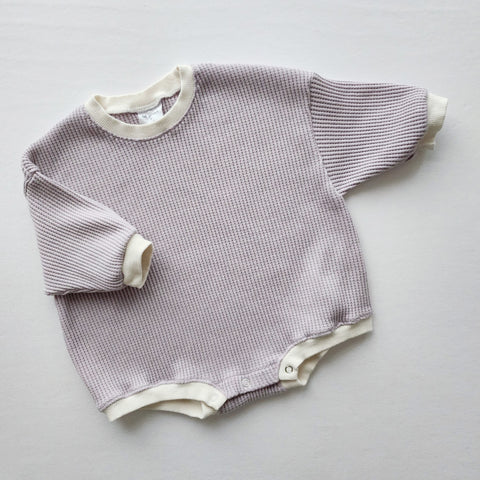 Baby Waffle Sweatshirt Romper (3m-3y) - Lavender