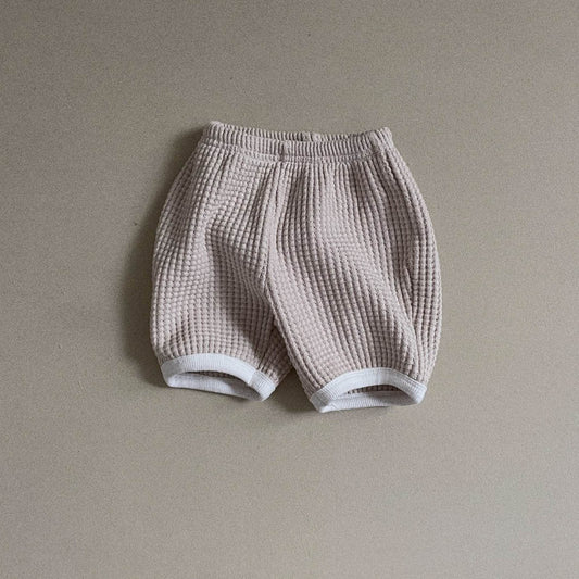 Baby White Trim Big Waffle Shorts (3-36m) - Beige - AT NOON STORE