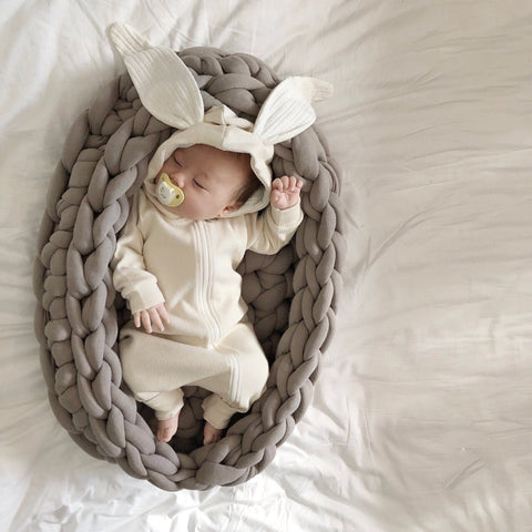 Baby Lala Bunny Hooded Jumpsuit -Ivory