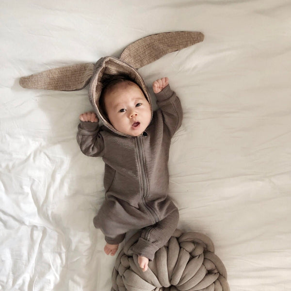 Baby Lala Bunny Hooded Jumpsuit -Gray - AT NOON STORE